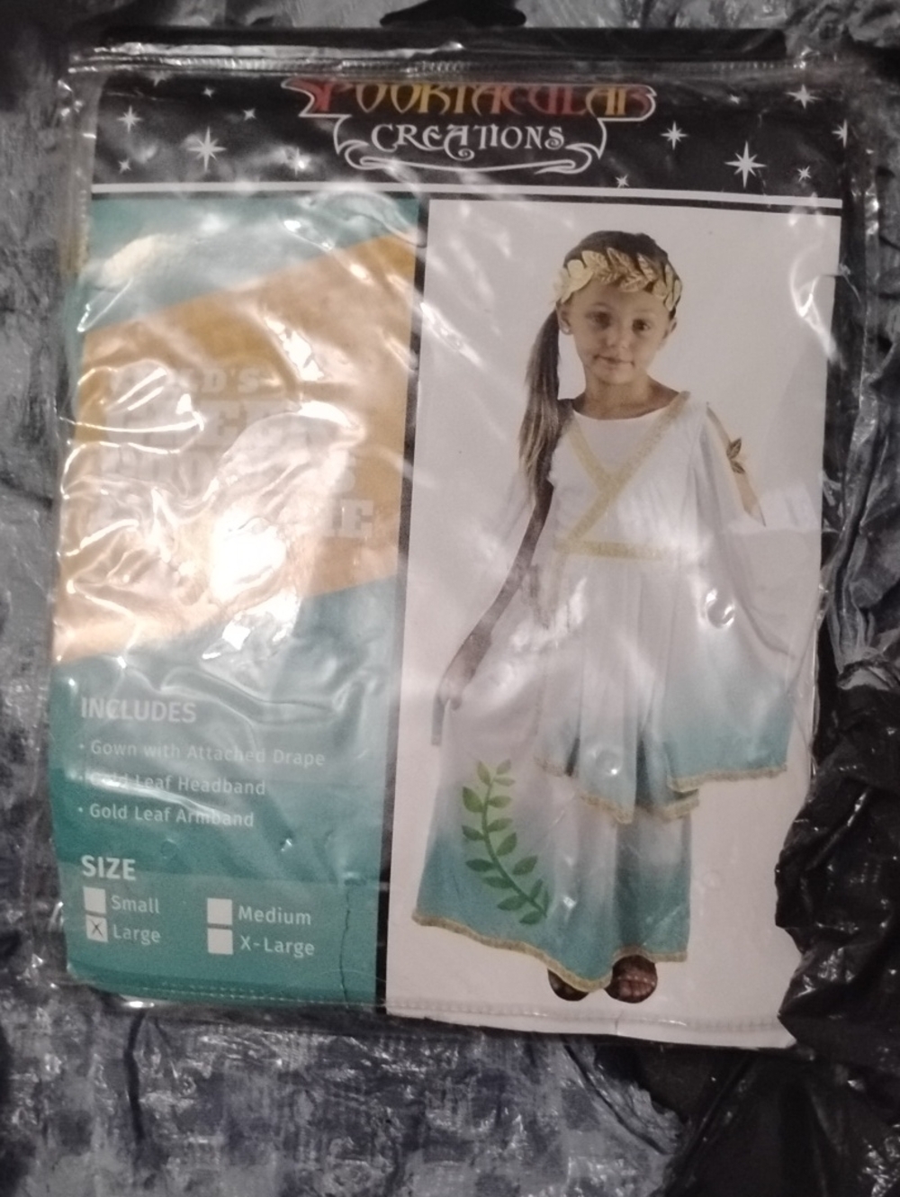 Girls' White and Gold Greek Goddess Costume with Laurel Headband